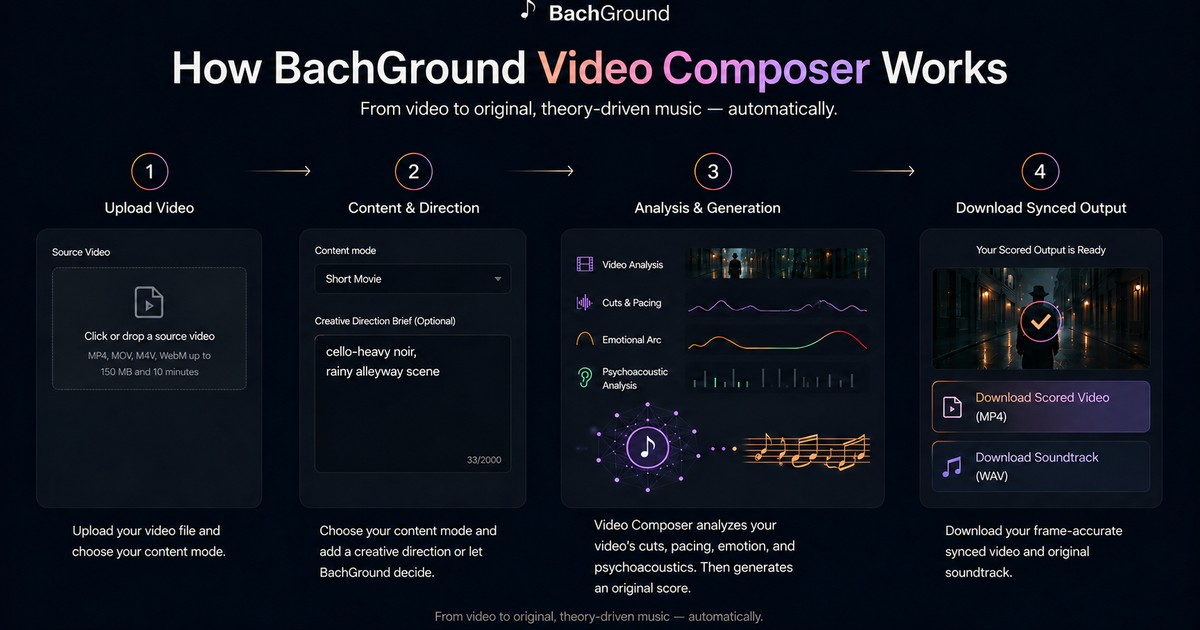 We rebuilt our AI video-to-music tool into an actual editor: BachGround Video Composer 0.2